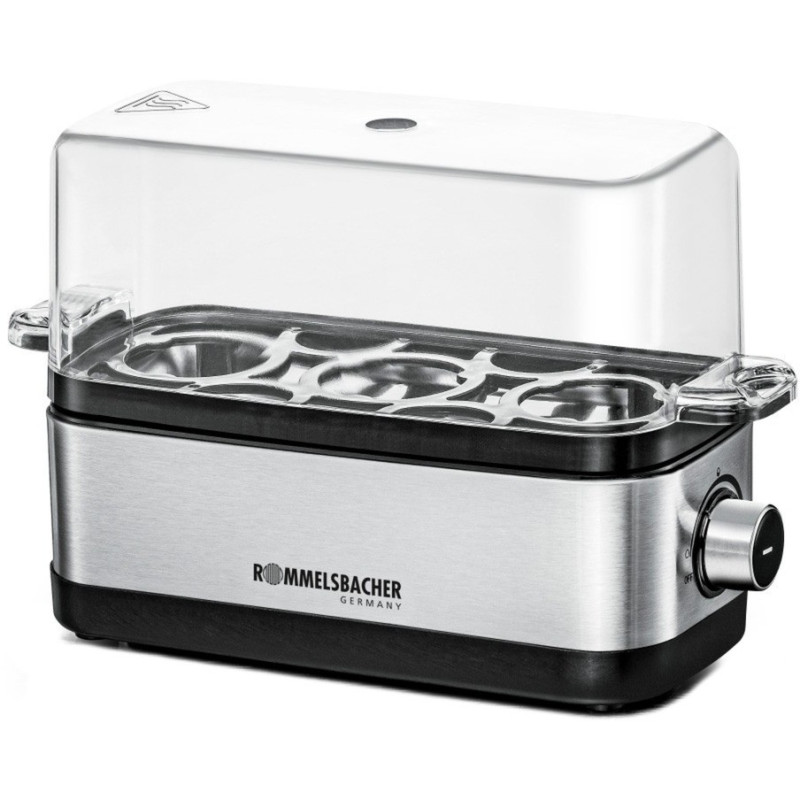 Rommelsbacher ER 300 rozsdamentes acél/fekete tojásfőző, 300 watt, 3 tojáshoz
